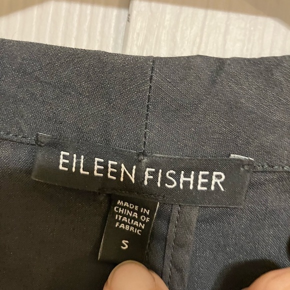 Eileen fisher blazer jacket Sz S Zip Up Linen Blend Charcoal Gray Office Casual - Picture 2 of 7